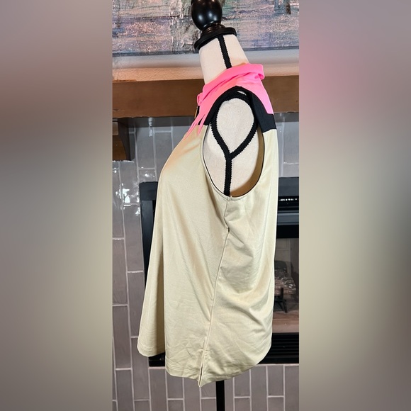 Jamie Sadock Beige paint drip Abstract Print Golf Top Size large Sleeveless - Picture 4 of 8